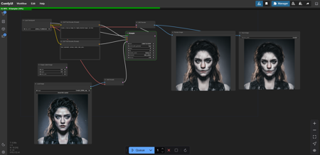 ConfyUI Most Basic Workflow controller denoise influence on IMG v1.0