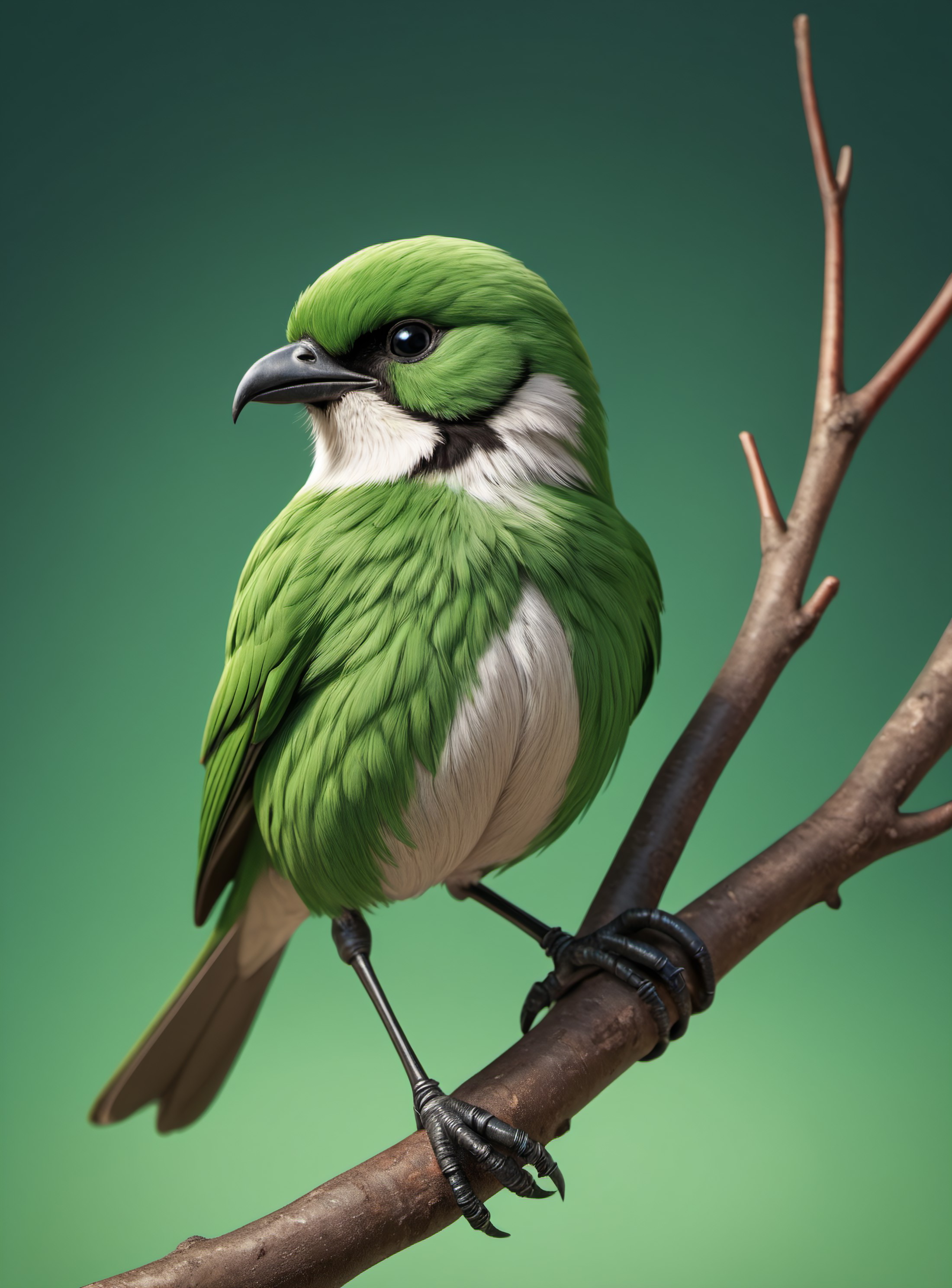 (photo-realistic:1.37)
bird, macro photography, looking at viewer, jewelry, gradient, bird, animal, green background, bran...