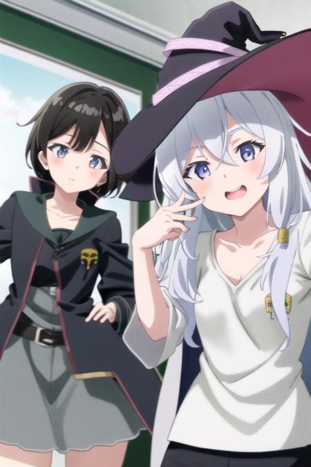 masterpiece, best quality, 2girls, outdoors
AND masterpiece, best quality, 2girls, (saya \(majo no tabitabi\):1.2), black hair, witch
AND masterpiece, best quality, 2girls, (elaina \(majo no tabitabi\):1.2), white hair, witch