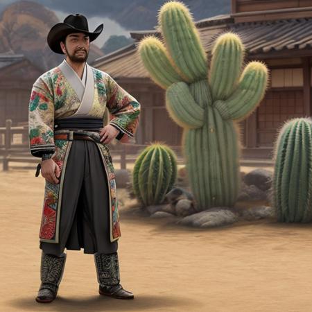 In a virtual arena reminiscent of an old western showdown, two comically exaggerated AI-generated characters face off in an epic doodle duel. The setting is a pixelated town square complete with saloon, cacti, and a tumbleweed rolling by. The characters are:
"Raster Ronin" - A suave, samurai-inspired paintbrush, adorned in traditional Japanese attire. With a determined stance, he holds his bristles high, poised to unleash a vibrant splash of digital paint.