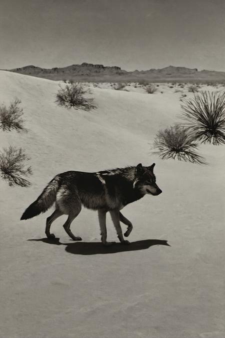 monochrome, traditional media, wolf, desert<lora:langjingshan-000005:0.9>