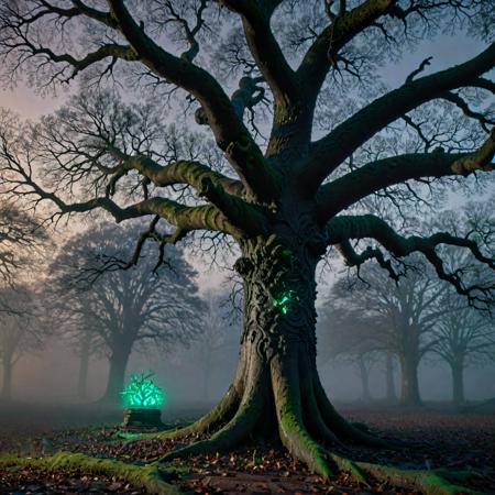 (stylized by Johji Manabe:0.8) and (Yoshitoshi Abe:1.0) , anime key visual, intricate details, medium wide shot of a Incredibly Detailed Thundering British (Black oak of Life:1.3) , it is in a Shadowrun setting, it has ornate details, at Familiar Hungary, desolate woods and Planetary nebula in background, Winter, shallow depth of field, Movie still, Fairy-Tale, Thriftcore, back-light, 800mm lens, Colorful, hearthstone artwork, Mint green and electric orange splash,"April is the cruelest month.", most beautiful artwork in the world, octane engine