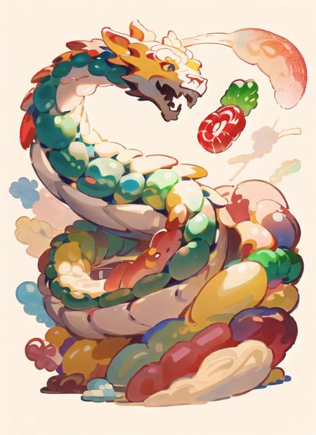 trending on artstation, best quality, intricate details, illustrated by Hiroyuki-Mitsume Takahashi and toei animations, (candylandai:1.1), a dragon, earthtones color scheme <lora:candylandai-000007:1>