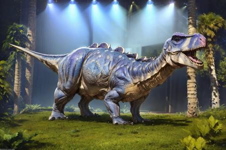 (masterpiece, best quality:1.2), ultra-detailed, Blue and purple jungle dinosaur tricerasauruss, (realistic:1.5), <lora:EdobDinosaurs_v1.0:1>