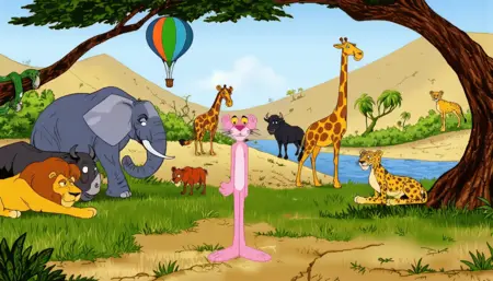 90s Cartoon Adventure Game Style - Pink Panther [Flux]