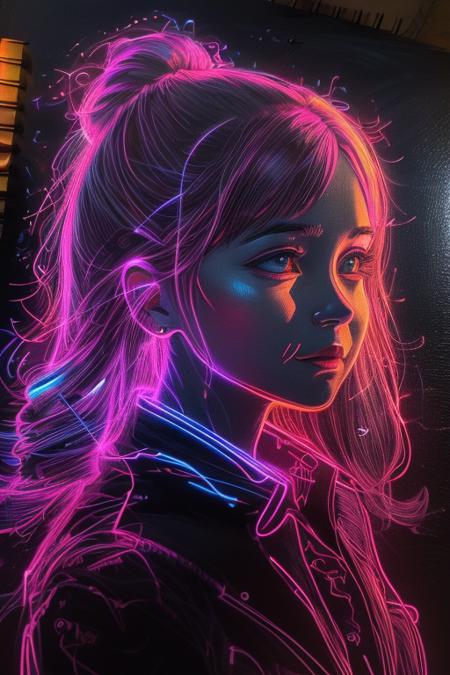 style of neon light drawing