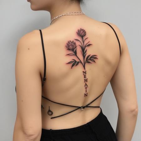 minimalist tattoo, naenae, view from back, on back