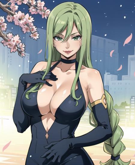 <lora:EdensZero_Witch_V2:0.7>,witchregret,green eyes,green hair, smile, lipstick, detailed eyes