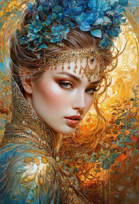 Mythical Animal Creature, 
Extremely beautiful and Delicate, 
Karol Bak Art, 
Ciro Marcetti Art, 
Art by Kyrielle, 
Luis Royo influence, 
vivid colors, 
lace, 
light rays, 
Dynamic Posture, 
amazingly fluid, 
detailed, 
3d fractals, 
light particles, 
water drops, 
shimmering light, 
dreamy, 
surreal, 
alcohol ink, 
smooth, 
shimmering, 
dreamy glow, 
conceptual art, 
City Mirage Art, 
Breathtaking View, 
vivid tonalities, 
fresh and deep colors, 
Gustav Klimt shades, 
double exposure effect, 
Moving Textures, 
stunning, 
something that even doesn't exist, 
mythical being, 
energy, 
molecular, 
textures, 
iridescent and luminescent scales, 
breathtaking beauty, 
pure perfection, 
divine presence, 
unforgettable, 
impressive, 
breathtaking beauty, 
Volumetric light, 
auras, 
rays, 
vivid colors reflects, 
Watercolor, 
trending on artstation, 
sharp focus, 
studio photo, 
intricate details, 
highly detailed, 
by greg rutkowski