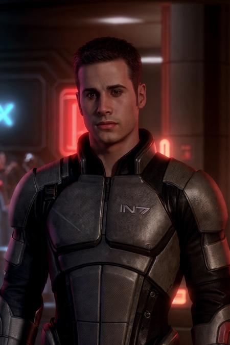 fpj, photo of a man in n7armor, sh3p4rd, neon lights, red theme, nightclub, bar, red glow <lora:sh3p4rd:0.4> <lora:fpj-000002:0.85>