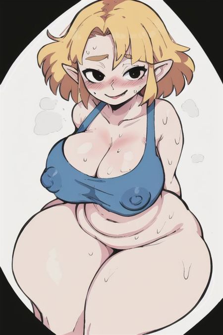 Dumpistyle wide hips thick thighs big eyes and mouth cartoon