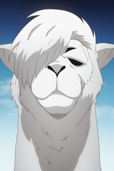 <lora:Astarotte_Lama:0.7> white lama, 8k, masterpiece, absurdres, anime, screencap,