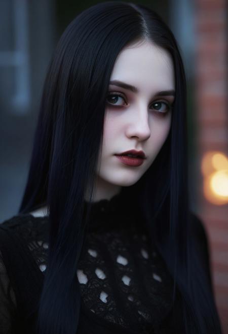 (((top-priority))), real-life, goth-girlfriend, split ambient twilight light, shallow focus, realistic shadows, ideal, vellus hairs, best image, best quality, depth of field, perfect composition, suggestive:1.2,