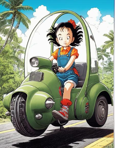 <lora:Akira_Toriyama_vehicle:1>  walking macha, 1girl inside the cockpit, cute, manga, hand drawing, full colour, outdoor background, <lora:add-detail-xl:1.2>, super detailed, complex, akira toriyama style, vehicle design, AT-ST style