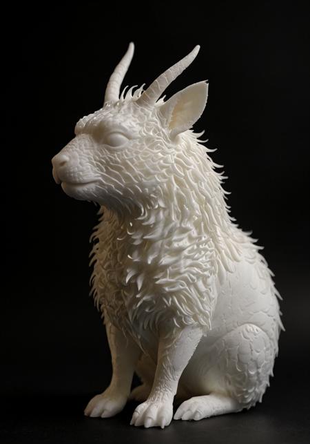 realistic, masterpiece, 4k, 8k, extremely detailed (WhiteMold art style, 3d printed mold, looks 3D printed in a wonderful aesthetic white), 3d   capibara  , cinematic lights,  (black background), simple background  , , WhiteMold<lora:- SDXL - vanta-black_contrast_V3.0.safetensors:0.4:0.4> <lora:sdxl1.0\3DPrintingXL.safetensors:1.0:1.0> <lora:aidma-Image Upgrader-v0.1.safetensors:0.4:0.4>