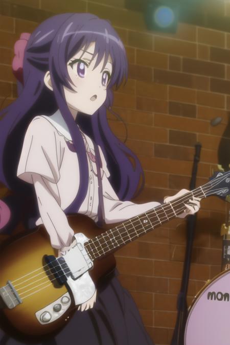 <lora:Tenshi no 3p!_momijidani nozomi:0.7> momijidani nozomi, TenshiBassGuitar, 8k, masterpiece, absurdres, anime, screencap,