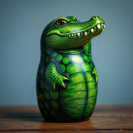 a crocodile matryoshka doll, no humans