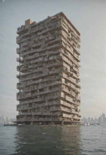 ((A CASTAL, A BUILDING, Moat Cailin)), HIGH-RISE  building tilted and floated on the sea,  
(Large Files, Ultra Realistic, 8K, 16k, FHD, HD, VFX, Perfect, Photography, composition, Architecture Sales Photography, Architecture Competition, Ultra High Resolution, Cinematography, High Resolution Image:1.1), (dramatic lighting, direct sunlight, ray tracing, clear shadow:1.2), (magnificent , Abstract Expressionism but extremely beautiful:1.4), (Cyberpunk style scenery, neon, dystopian, futuristic, vibrant, reminiscent of cyberpunk genre, brown and dark blue hue:1.5), [:skyscraper|building|viaduct|aircraft|robot|future city|space station|MRT|park|neon sign_urban landscape::0.85], [:traffic|windows|railing|stair|balcony|terrace|crowd|Sidewalk|vehicle|trees|equipment| detailed signal_details:0.7], [:marble|granite|lbrick|tile|metal|concrete|glass|foliage_material texture:0.7], (real landscape:1.1), (blurred background:1.0), [buildings|BREAK|trees|BREAK|Crowd|buildings|BREAK|trees|BREAK|Crowd|buildings|BREAK|trees|BREAK|Crowd:0.7], [(background, more_details:0.3) 
vertical, frames, island, great lighting, shadowrun_character, shadowrun_dungeon, shadowrun_surface, shadowrun_dungeon_party, shadowrun_party, cyberpunk, netrunner, enforcer, shaman, oni, courier, neo-aztec, high-tech lowlife, masculine, feminine