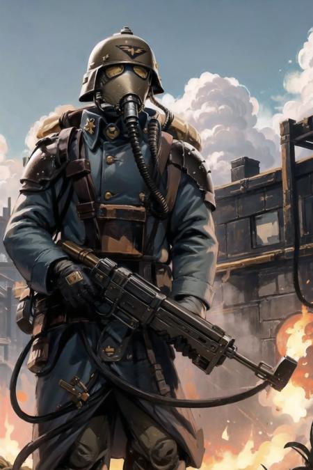 <lora:DKOK:1>, dkok, gas mask