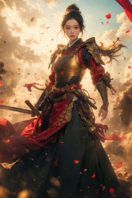1girl,full body,(best quality, masterpiece:1.4),(realism:1.2),(realisitc:1.2),(absurdres:1.2),(photorealistic:1.3),Realistic Skin,Solo,an extremely delicate and beautiful,CG,unity,8k wallpaper,Amazing,official art,extremely detailed,incredibly,huge filesize,ultra-detailed,looking at viewer,<lora:Samurai:0.7>,<lora:niji_wushi:0.7>,full body,, (masterpiece, best quality, high quality, highres, ultra-detailed),