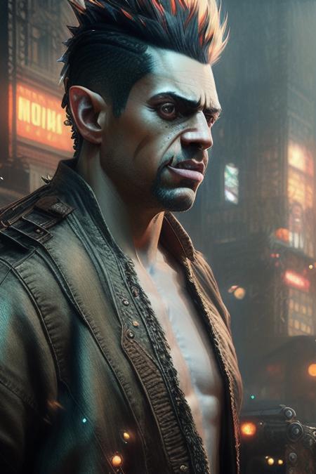 realistic (man:1.2),  mage  casting a spell, sorcerer, punk,  action pose, pale skin, (brown eyes:1.2), looking into the camera, (complex sci-fi clothes:1.3),  (mohawk:1.4), arcane symbols, beautiful detailed eyes, drawn by Greg Rutkowski, city background , cyberpunk, neon lights, (dark shot:1.17), epic realistic, faded, ((neutral colors)), art, (hdr:1.5), (muted colors:1.2), hyperdetailed, (artstation:1.5), cinematic, warm lights, dramatic light, (intricate details:1.1), complex background, (rutkowski:0.8), (teal and orange:0.4)