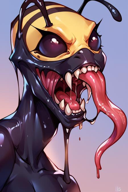 s1m13073 saliva long tongue claws black bodysuit