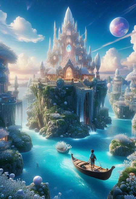 score_9, score_8_up, score_7_up,
* masterpiece, best quality, 8K, anime, **young male adventurer**, vast pearl-crystal sky-island, **floating structures**, whimsical, fantasy landscape, vibrant, wide shot.
pearlum,
aidmaimageupgrader,aidmamj6.1,