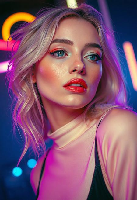 high quality design aesthetics, synth pop, detailed, pop album cover, beautiful young white woman
