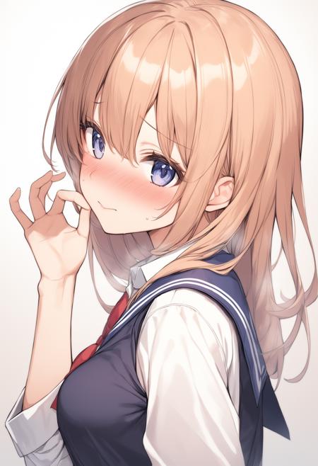 1girl, <lora:sdxl2-flat2-512b:-1>,medium breasts,school uniform,face close-up,
<lora:oksignXLv1:0.6>,ok sign, blush, nose blush, embarrassed, from side,
best quality,medium quality,