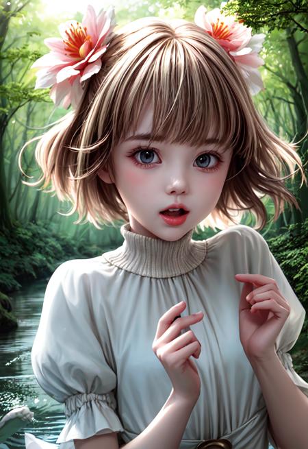 girl in a forest with floating flowers, river, puffy, puffy cheeks, cute,
vibrant colors, colorful art style, 
soft lighting, soft shadows, detailed textures, dynamic lighting,  
nice hands, perfect hands, 
<lyco:GoodHands-beta2:1.0> 
<lora:add_detail:1>