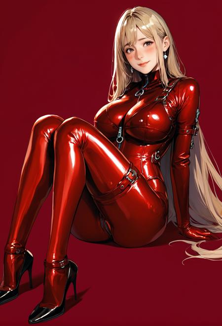 ruanyi864,bdsm,red bodysuit,shiny clothes,zipper,bondage outfit,red gloves