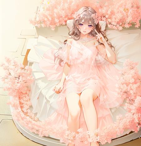 best quality,masterpiece,ultra high res,8K resolution,8k wallpaper, (((High quality finger shape))) ,
1girl lying on the bed, solo, long hair, straight hair, , see through, diamond dress,jewelry, medium breast, short dress, pink dress, bare shoulder, 
 <lora:Diamond_Dress-000008:0.65>