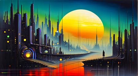 ORIGINAL PROMPT: An artwork done in the style of (Vladimir Kush:1.4).
A provocative and detailed random scene that best depicts the Cyberpunk genre.
PRODUCTION PROMPT: Original prompt was used.