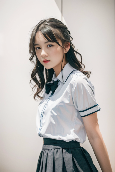 masterpiece, best quality, ultra-detailed, illustration, colorful, depth of field, 
calssroom, school uniform, white collared shirt, grey skirt, pleated skirt, 
,1girl, medium breasts, wavy hair,  detailed skin texture, detailed cloth texture, beautiful detailed face,
<lora:epi_noiseoffset2:0.85> <lora:Christy:0.85>