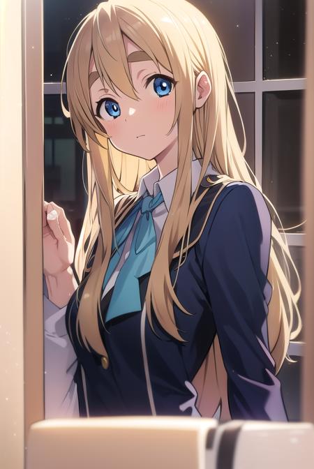 tsumugikotobuki, <lyco:tsumugikotobuki-LYCORIStest:1>,
tsumugi kotobuki, blonde hair, blue eyes, long hair, thick eyebrows, eyebrows,
BREAK sakuragaoka high school uniform, school uniform,
BREAK looking at viewer,
BREAK indoors, classroom,
BREAK <lora:GoodHands-vanilla:1>, (masterpiece:1.2), best quality, high resolution, unity 8k wallpaper, (illustration:0.8), (beautiful detailed eyes:1.6), extremely detailed face, perfect lighting, extremely detailed CG, (perfect hands, perfect anatomy),