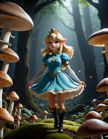 Rosalina, in a world of huge mushrooms, fantasy,
photorealistic, cinematic lighting, dark atmosphere, volumetric lighting, action pose, epic scene, lots of fine detail, movie style, photography, natural textures, natural light, natural blur, photorealism, cinematic rendering, ray tracing, highest quality, highest detail, Cinematic, Blur Effect, Long Exposure, 8K, Ultra-HD, Natural Lighting, Moody Lighting, Cinematic Lighting, hyper-realistic, vibrant, 8k, detailed, ultra detail, 2d style