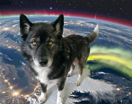 Hela, a husky mix dog. SDXL