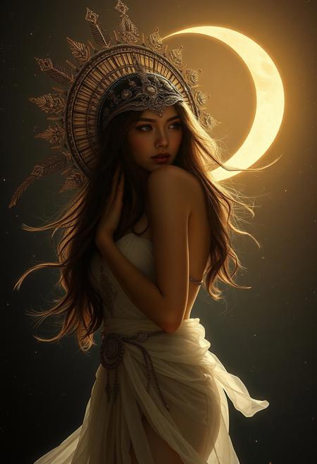 NSFW, art by Eleanor Vere Boyle and Andreas Untersberger, hantu ulat sutera
adaptive and halcyon atmosphere with dispersion, refined details, Sun, Moon, Star,
(brown and ivory dark blue colors:0.1),  (center composition, symmetry:0.1), style by nty, sexy, dynamic poses,