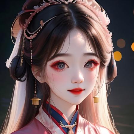 best quality, masterpiece, highres, 1girl,blush,(seductive smile:0.8),star-shaped pupils,china hanfu,hair ornament,necklace, jewelry,Beautiful face,upon_body, tyndall effect,photorealistic, dark studio, rim lighting, two tone lighting,(high detailed skin:1.2), 8k uhd, dslr, soft lighting, high quality, volumetric lighting, candid, Photograph, high resolution, 4k, 8k, Bokeh
 <lora:gufeng:1>