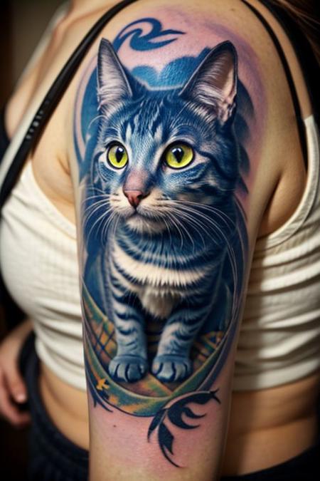 fantasy cat tattoo