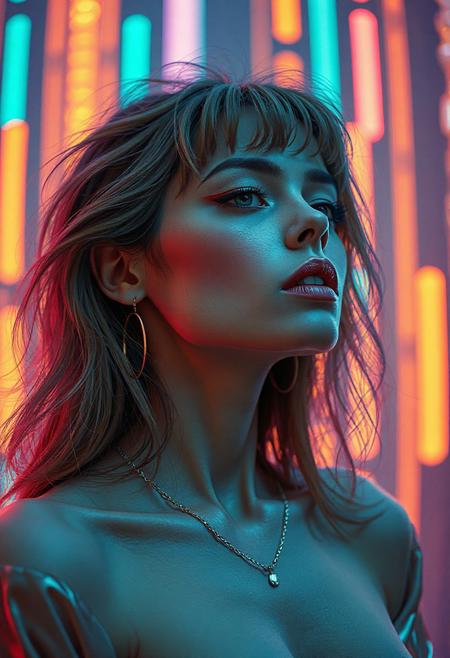 high quality design aesthetics, synth pop, detailed, pop album cover, beautiful young white woman