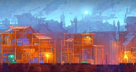 2d platformer, level design, highly detailed, digital painting, artstation, concept art, smooth, sharp focus, illustration, <lora:DeadCells:1>