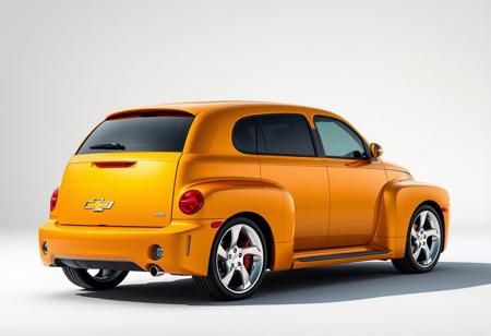 hyperrealistic, hypermaximalist, absurdres, detailfetishist, 2026 Chevrolet HHR has been heavily styled after the 1942 Chevrolet Fleetline Special Deluxe Coupe in an attempt to attract people who don't usually buy new cars, the fenders rise up on ether side of the hood like wings with a sharp tail setting the car apart stylistically from the modern market looking futuristic by incorporation forgotten elements of classic design