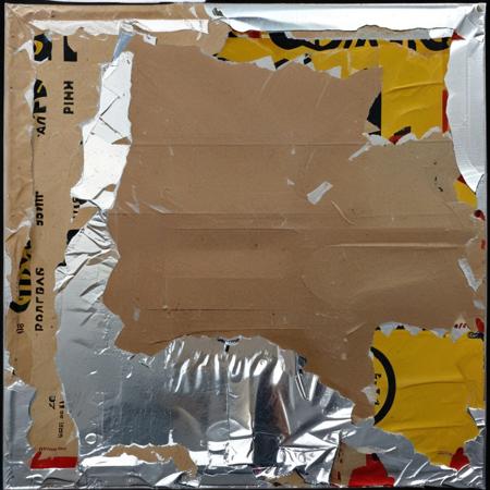 old paper, plastic wrap, aluminum foil, duct tape