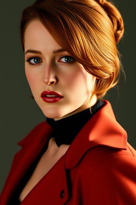 upper body high fashion photo of a woman with red hair. Natural makeup, abstract art, Exquisite detail, high resolution photo, realistic photo, intricate detail, natural lighting, elegant jacket, agentscully
