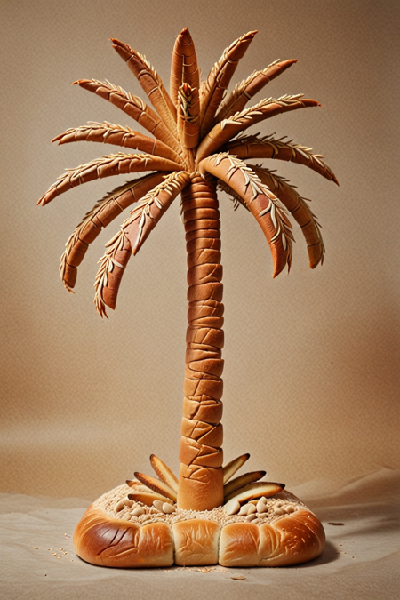 palm tree made of bread, cinematic photography  <lora:Buns_Lora_SDXL:1>