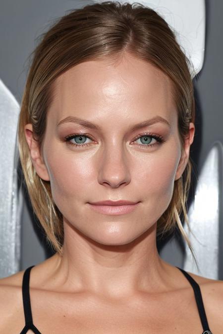 (CR-B3ckiNewton-summer4love263:0.9), full color photo of woman, grey background, (slick hair:1), (oiled shiny skin:1.0), (tilted angle shot:1.3)