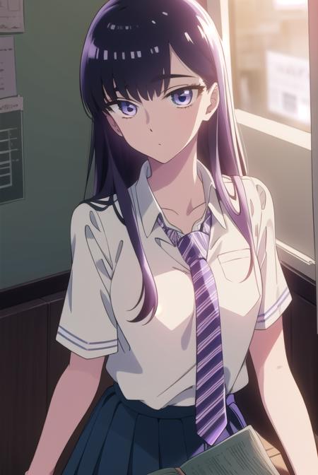 akiratachibana, <lyco:akiratachibana-lyco-nochekaiser:1>,
akira tachibana, long hair, bangs, black hair, (purple eyes:1.1),
BREAK skirt, shirt, school uniform, white shirt, pleated skirt, necktie, striped, collared shirt, blue skirt, striped necktie,
BREAK looking at viewer,
BREAK indoors, classroom,
BREAK <lora:GoodHands-vanilla:1>, (masterpiece:1.2), best quality, high resolution, unity 8k wallpaper, (illustration:0.8), (beautiful detailed eyes:1.6), extremely detailed face, perfect lighting, extremely detailed CG, (perfect hands, perfect anatomy),