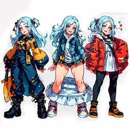 1girl, (MoreOutfits:1.5), (clothes variation, multiple views:1), (3views), full body, (), curvy, looking at viewer, smile, :D, cute pose, (dynamic_pose:1.2), wide shot, (white background:1), 
(masterpiece:1.2), (best quality, highest quality), (ultra detailed), (8k, 4k, intricate), detailed eyes,
<lora:MoreOutFits_Concept-10:1> <lora:more_details:0.3>  <lora:gawr_gura:0.85> gura, gawr gura,