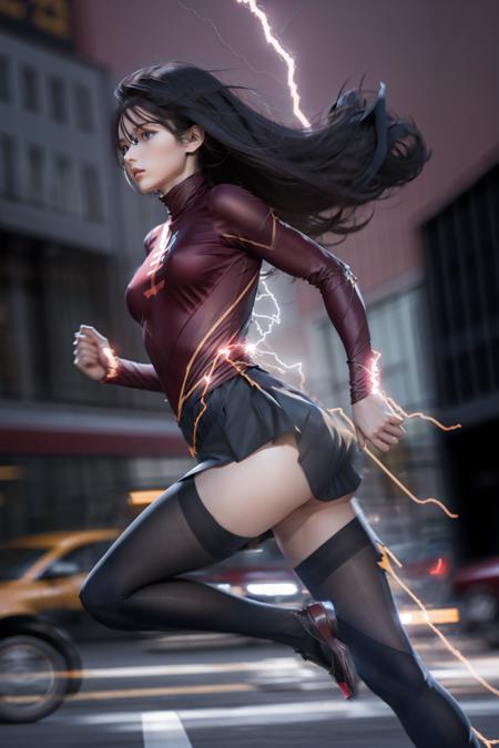 <lora:tohsakaRinFate_v10:0.8> 1girl, tohsaka rin, solo, untied hair, long hair, thighhighs, skirt, blue eyes,  black thighhighs, black hair, running, from side,